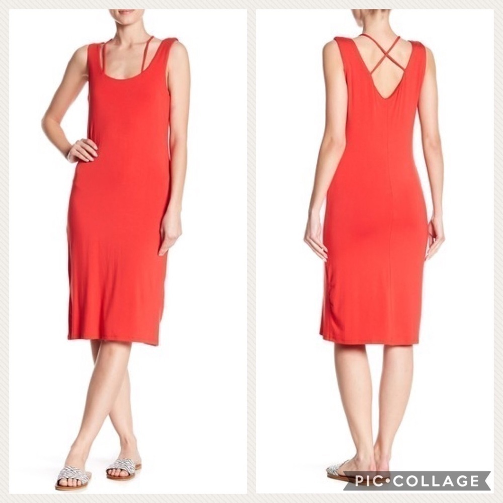 Bobeau Crisscross Dress Red XL NWT Women’s Midi